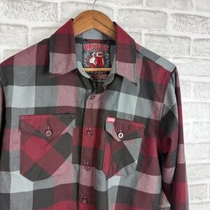 DIXXON Flannel The Brawler D-Tech Plaid Button up Flannel Shirt Mens SMALL